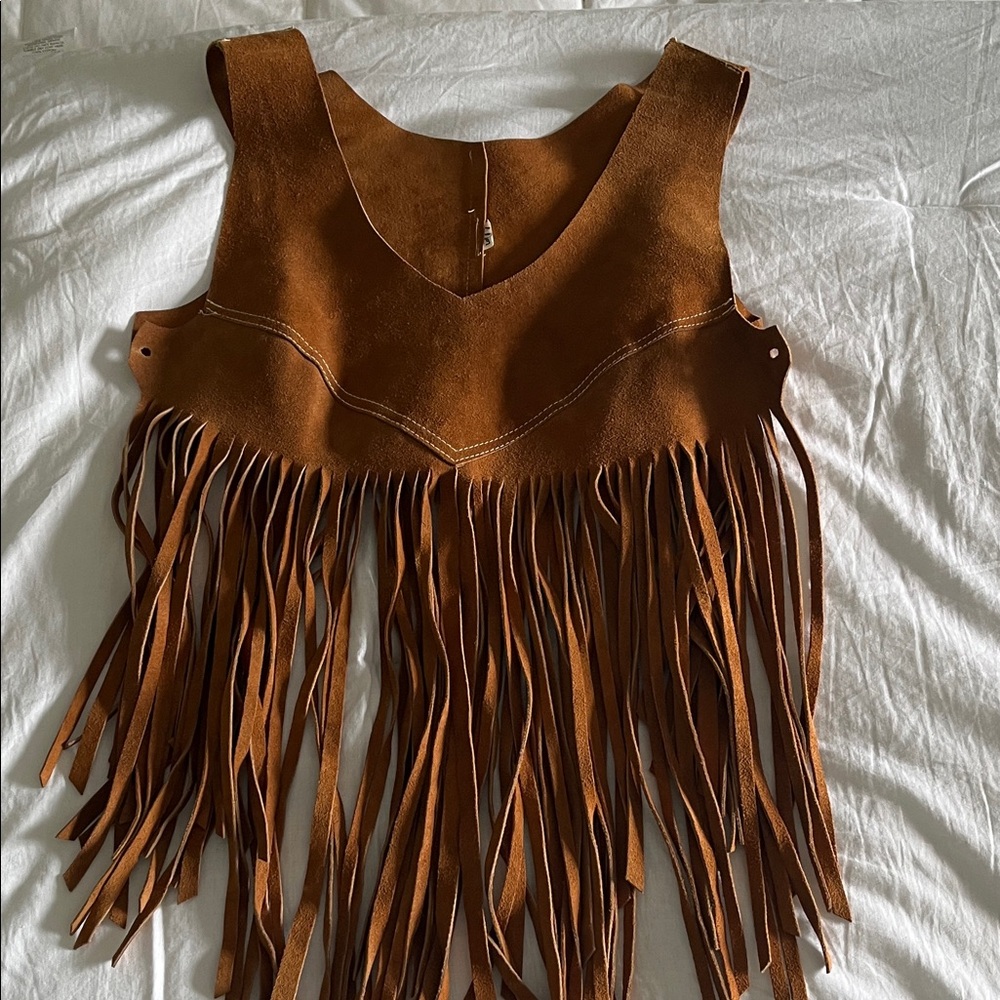Authentic 1970s Brown Fringe Suede Vest